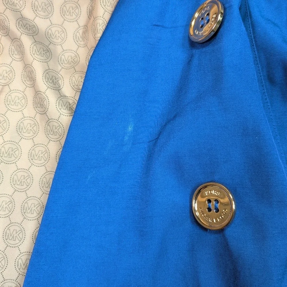Michael Kors Jacket Womens M Blue Trench Coat‎ Button Up Pockets Career Preppy